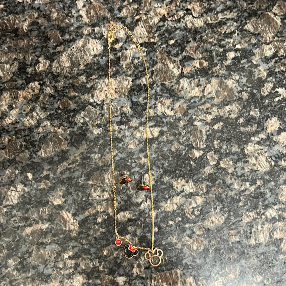 Disney Swarovski matching earrings and necklace